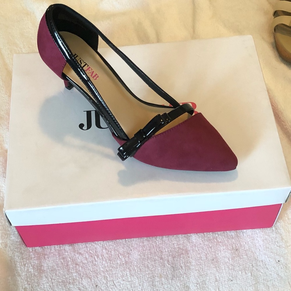 SALE! Just Fab Burgundy Heels w/Bow 6.5 Brand NIB!